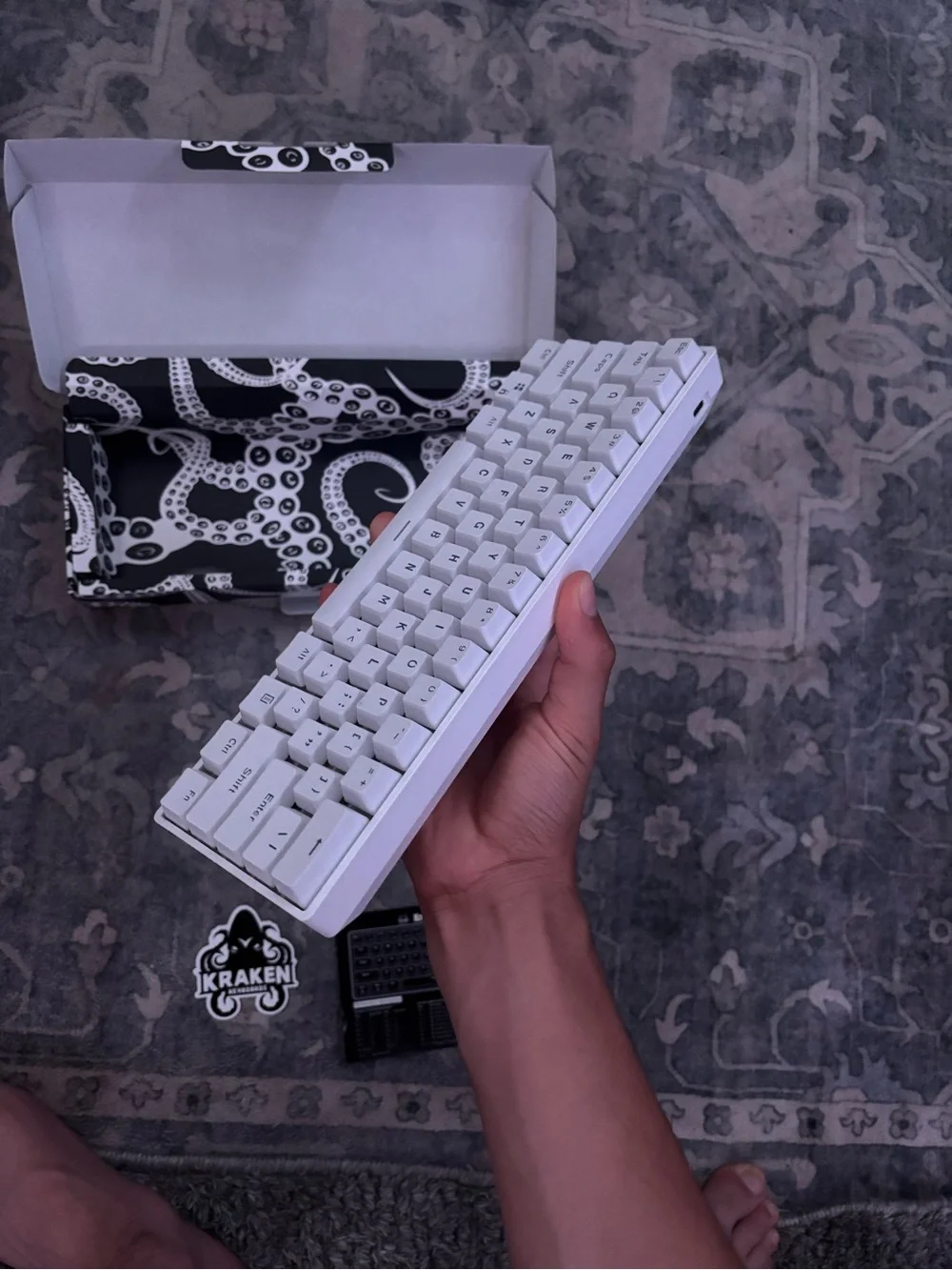 Compact White Mechanical Keyboard with Minimalist Layout